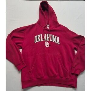Oklahoma Sooners men's red front pocket hoodie sweatshirt LG game day Logo